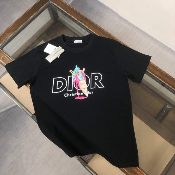 Best Selling Dior Short Sleeves Black Cotton Breathable Luxury