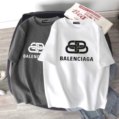 Premium Quality Balenciaga Short-Sleeved T-Shirts Black Cotton Print Collection