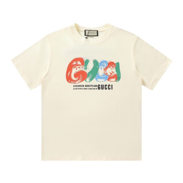 Premium Quality Gucci Short Sleeves Black Cotton Logo Style