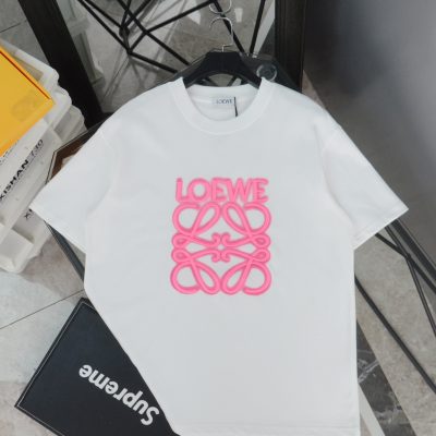 Best Selling Loewe Short Sleeves Black Cotton Embroidered Style
