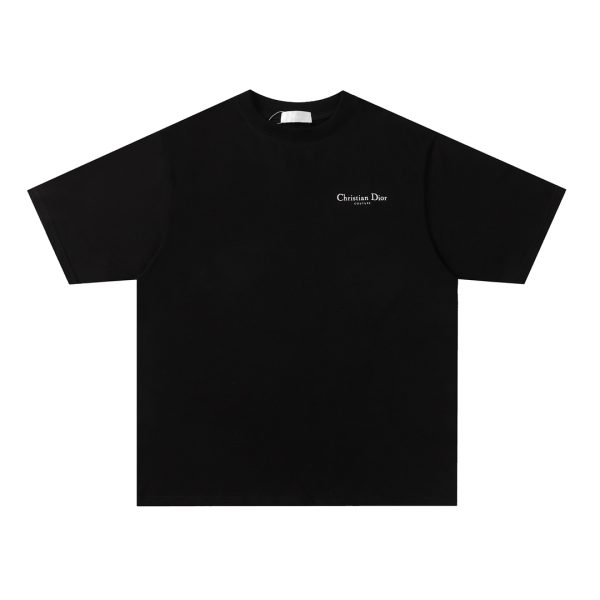 Premium Quality Dior Short Sleeves Black Cotton Classic Style