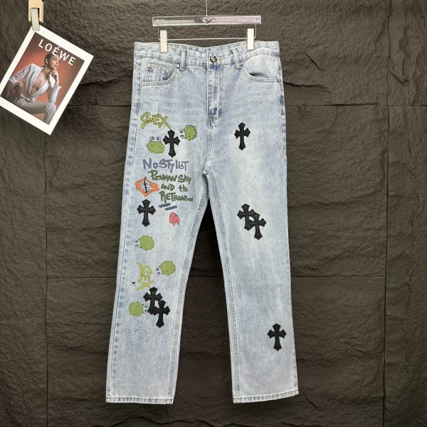 Premium Chrome Hearts Jeans Blue Washed Collection