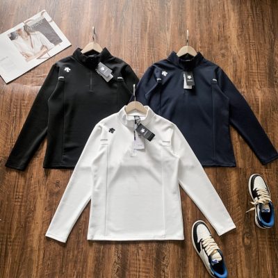 High Quality Descente Long Sleeves Black Solid Style