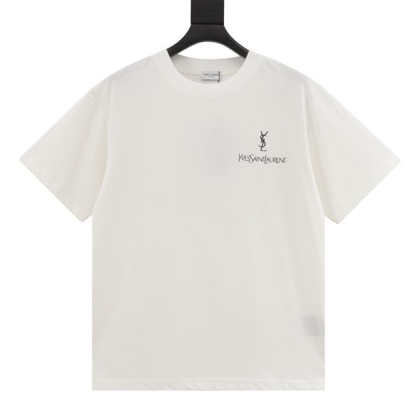 Luxury Saint Laurent Short Sleeves Black Cotton Classic Luxury