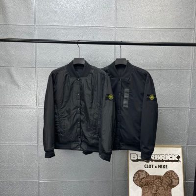 Best Selling Stone Island Coat Black Embroidered Style
