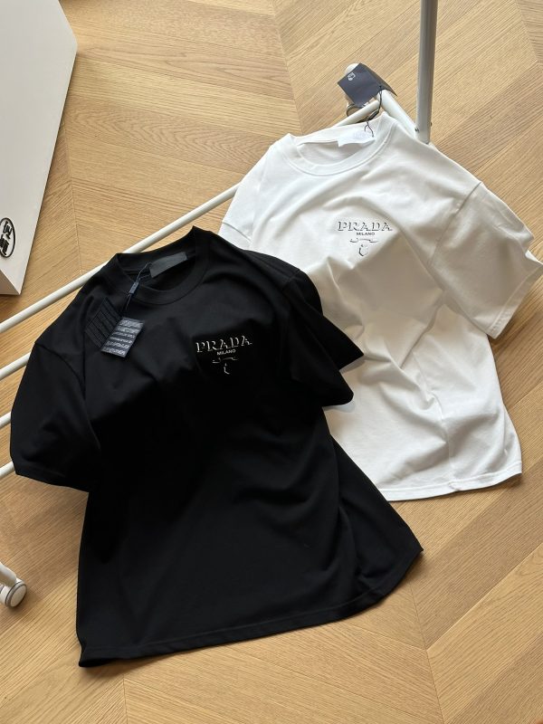 Best Selling Prada Short Sleeves White Cotton Logo Collection