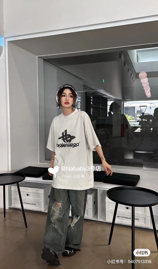 Premium Balenciaga Short Sleeves Cotton Logo Style