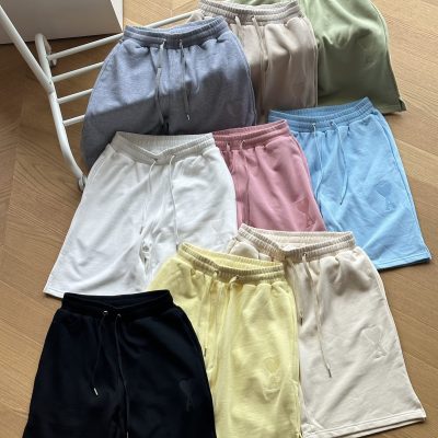 Premium Ami Shorts Blue Cotton Embroidery Style