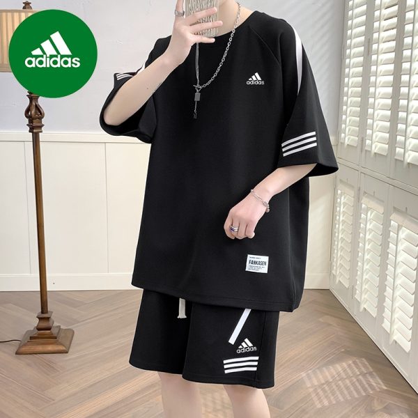 Premium Quality Adidas Short-Sleeved Shirt White Stripe Collection