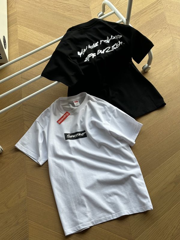High Quality Supreme Short Sleeves Black Cotton Logo Luxury