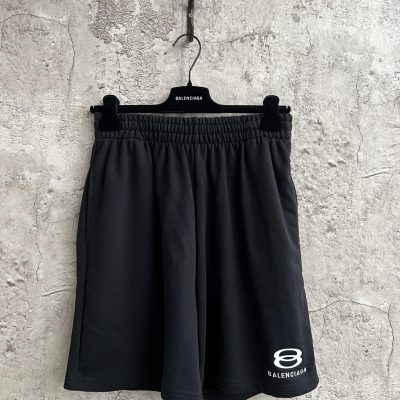 Premium Balenciaga Shorts Black Embroidered Luxury