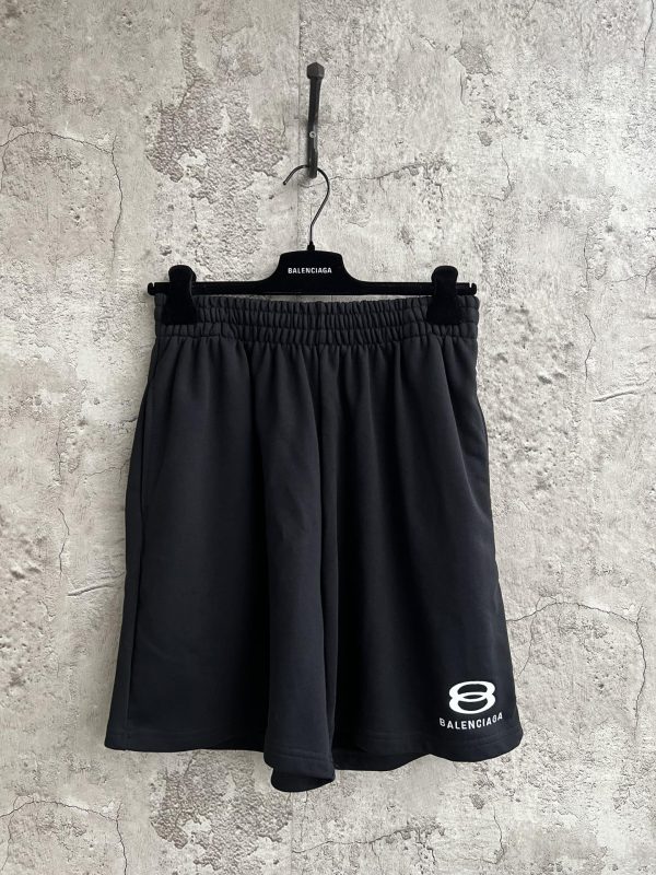 Premium Balenciaga Shorts Black Embroidered Luxury