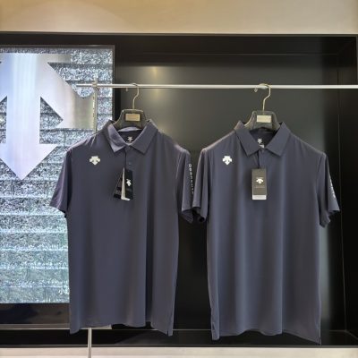 Premium Descente Short-Sleeved Navy Silk Breathable Style