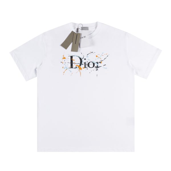 Premium Dior Short Sleeves Black Cotton Logo Style