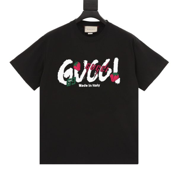 High Quality Gucci Short Sleeves Black Logo Luxury