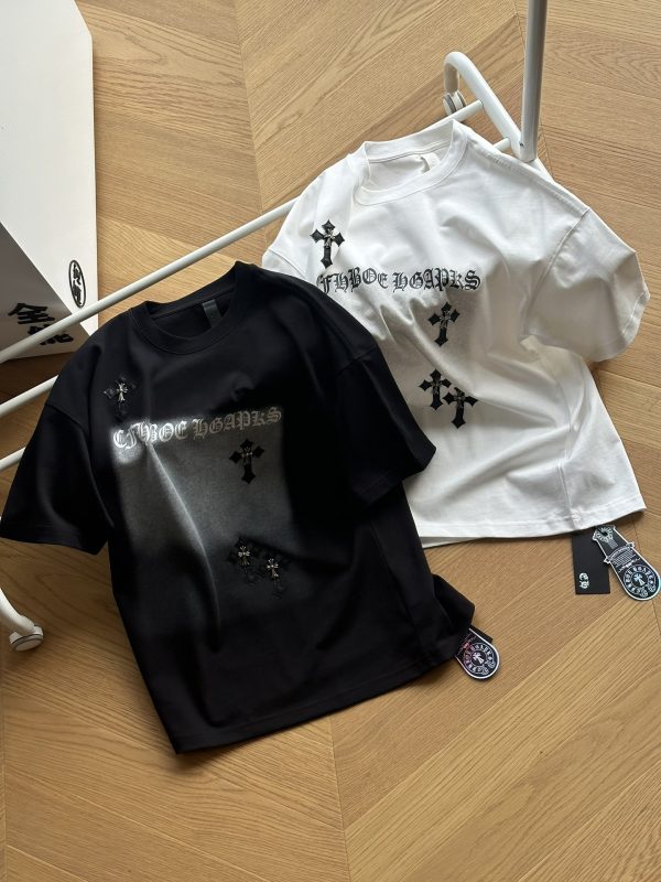Premium Quality Chrome Hearts Short Sleeves Black Leather Logo Collection