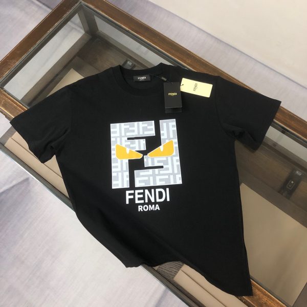 Best Selling Fendi Short Sleeves Black Cotton Breathable Style