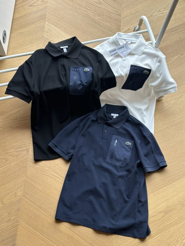 Premium Quality Lacoste Short-Sleeved Black Cotton Casual Collection