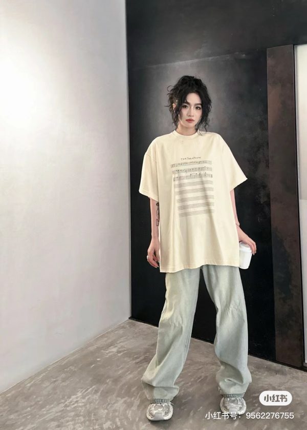 Premium Quality Balenciaga Short Sleeves Cotton Print Collection