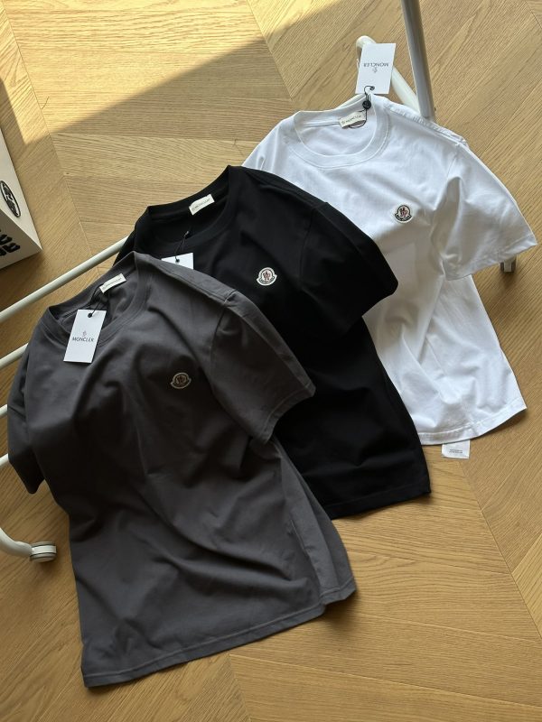 Premium Moncler Short Sleeves Black Cotton Logo Style