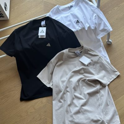 High Quality Nike Short Sleeves Black Cotton Solid Luxury