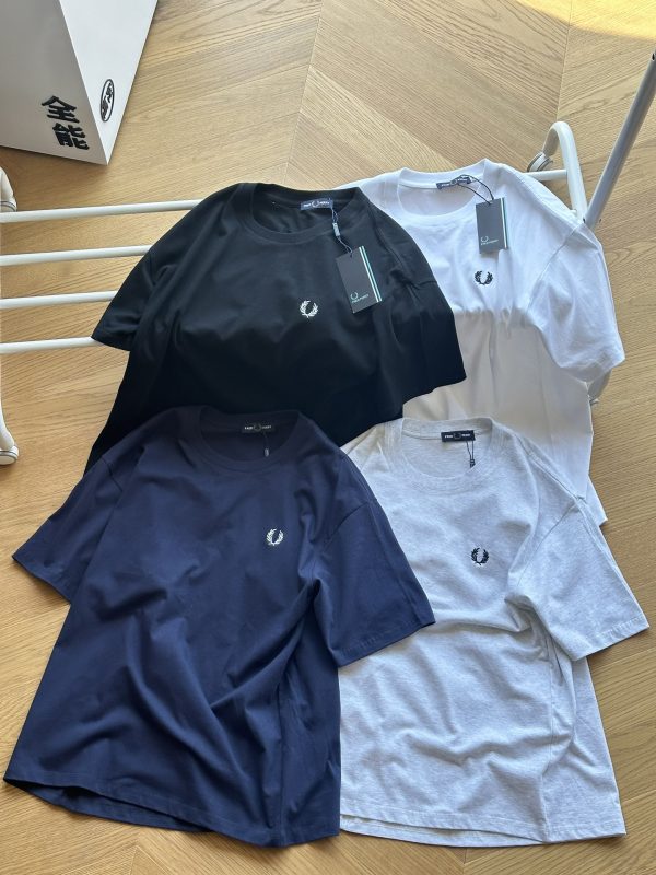 Luxury Fred Perry Short Sleeves Black Cotton Embroidered Luxury