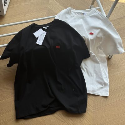 Best Selling Lacoste Short Sleeves Red Cotton Logo Luxury