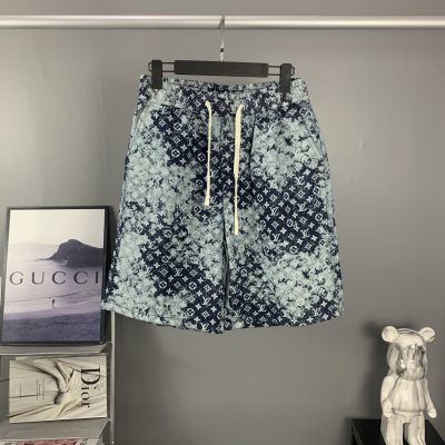 Premium Quality Louis Vuitton Shorts Denim Print Style
