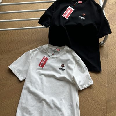 Premium Quality Kenzo Short Sleeves Black Cotton Classic Style