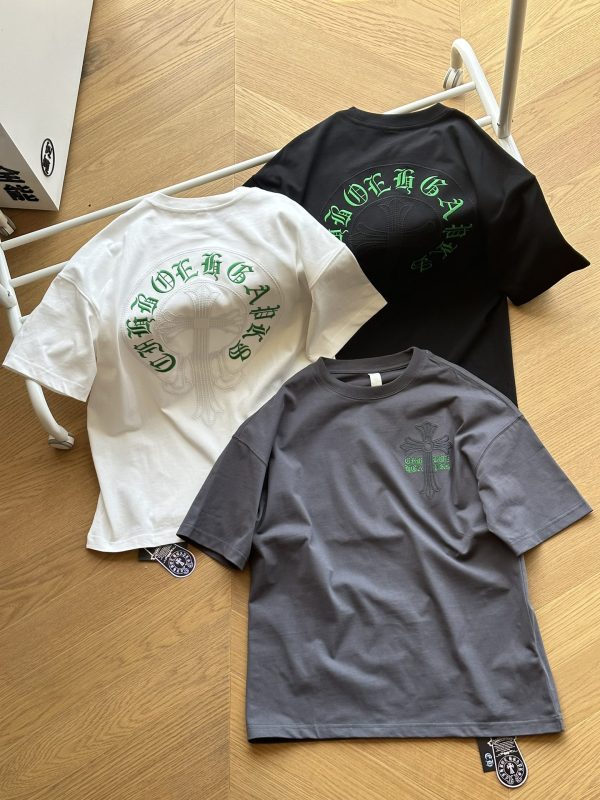 Premium Chrome Hearts Short Sleeves Black Embroidered Collection
