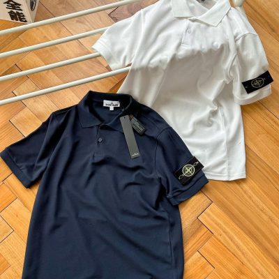 High Quality Stone Island Short-Sleeved White Cotton Classic Style
