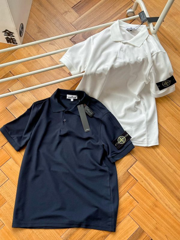 High Quality Stone Island Short-Sleeved White Cotton Classic Style
