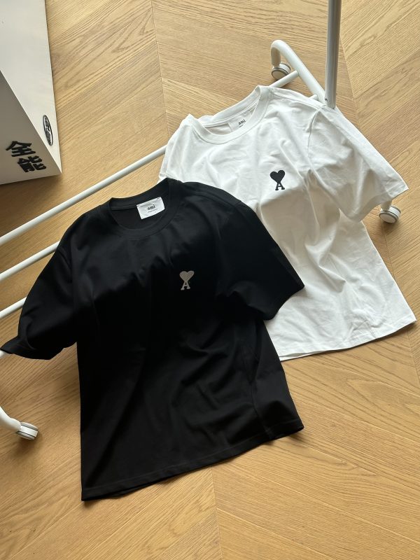 Premium Quality Ami Short Sleeves Black Cotton Embroidery Style