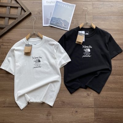 High Quality The North Face Short Sleeves White Cotton Retro Luxury