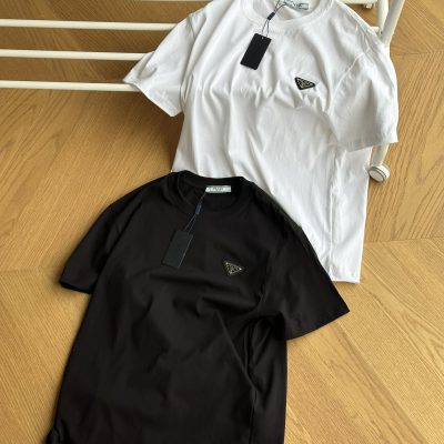 Best Selling Prada Short Sleeves Black Jersey Logo Luxury