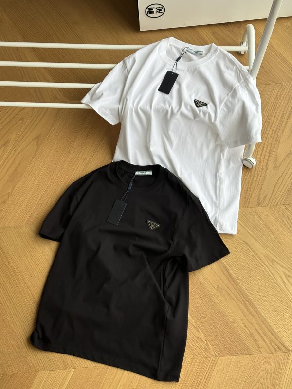 Best Selling Prada Short Sleeves Black Jersey Logo Luxury