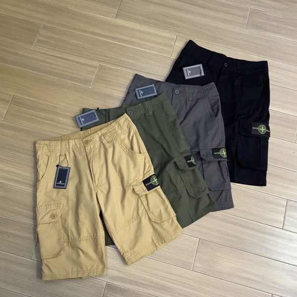 Premium Quality Stone Island Shorts Black Cotton Breathable Style