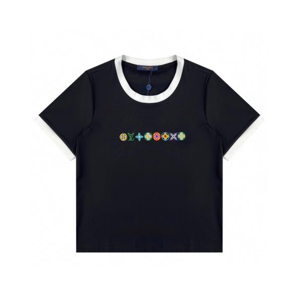 Premium Quality Louis Vuitton Short Sleeves White Cotton Embroidered Style