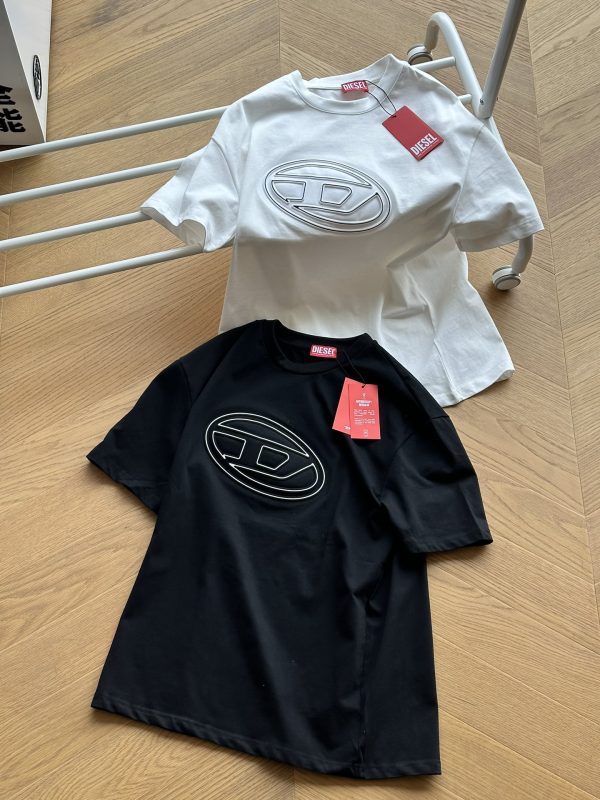 Premium Quality Diesel Short Sleeves Black Cotton Logo Luxury