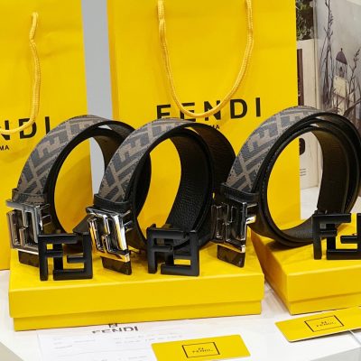 Premium Quality Fendi Belt Gold Calfskin Monogram Collection