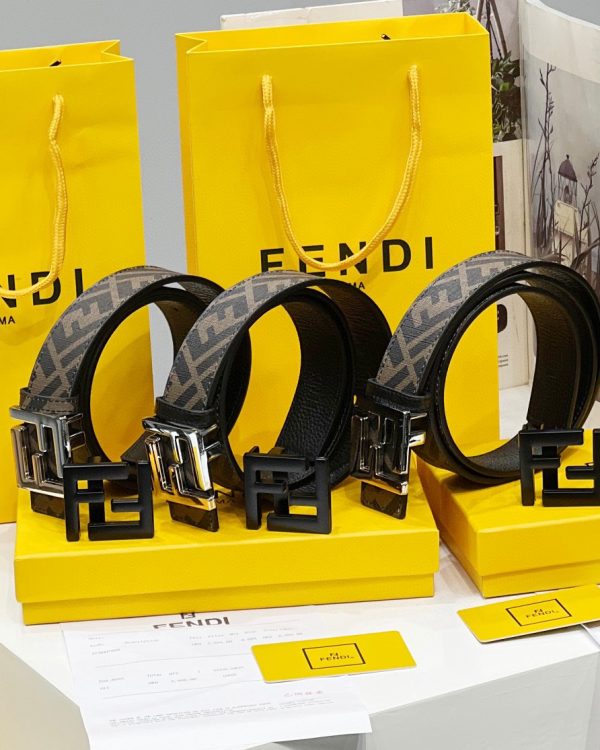 Premium Quality Fendi Belt Gold Calfskin Monogram Collection