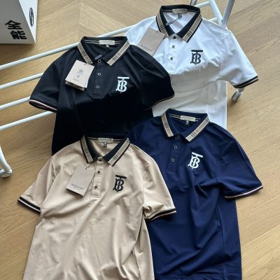 Luxury Burberry Polo Shirt Black Cotton Jacquard Style