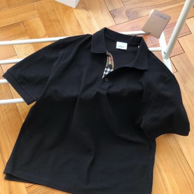 Premium Quality Burberry Short-Sleeved Black Cotton Classic Style
