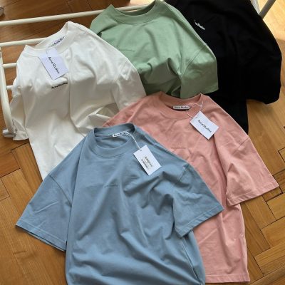 Premium Quality Acne Studios Short Sleeves Black Cotton Logo Style