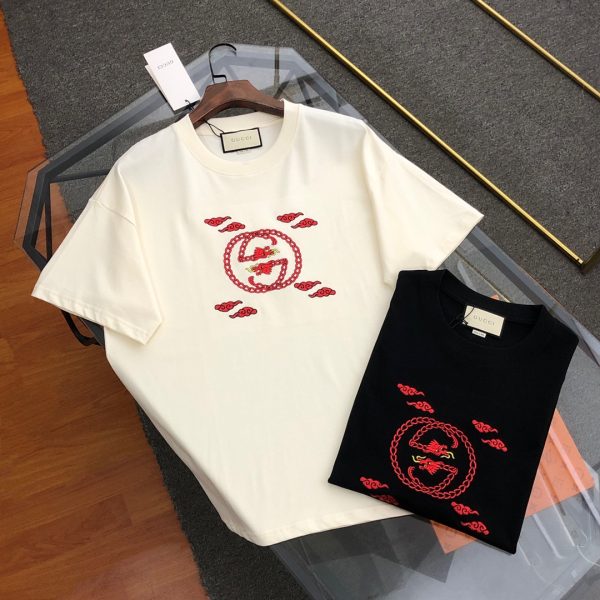 Luxury Gucci Short Sleeves Black Cotton Logo Style