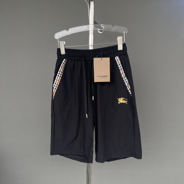 Premium Burberry Shorts Black Silk Striped Collection