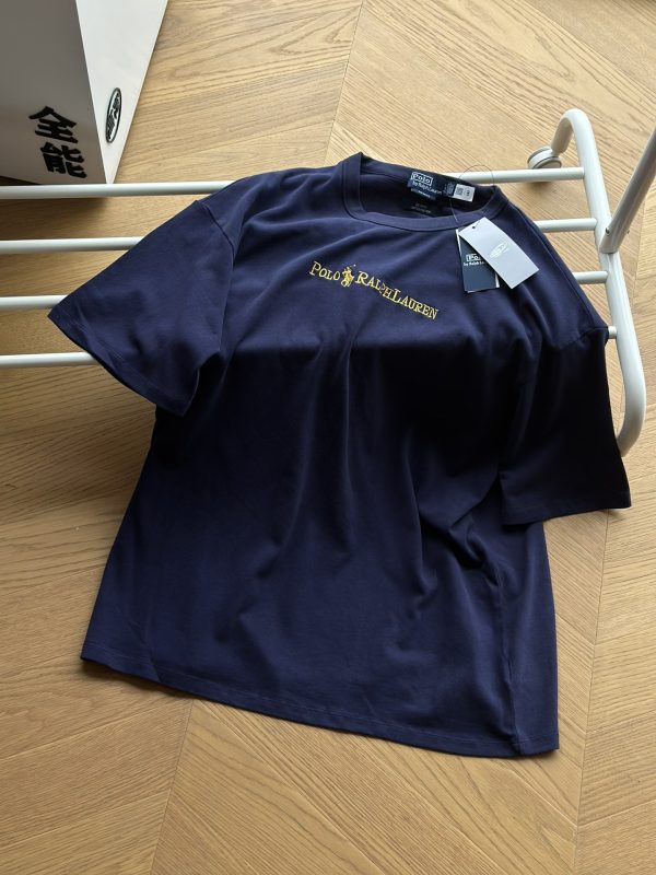 Premium Quality Ralph Lauren Short Sleeves Blue Cotton Embroidered Luxury