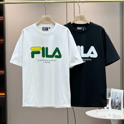 Premium Fila Short Sleeves Black Cotton Casual Style