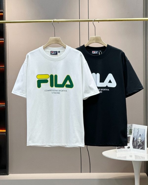 Premium Fila Short Sleeves Black Cotton Casual Style