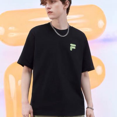 Premium Quality Fila Short Sleeves Black Cotton Print Collection